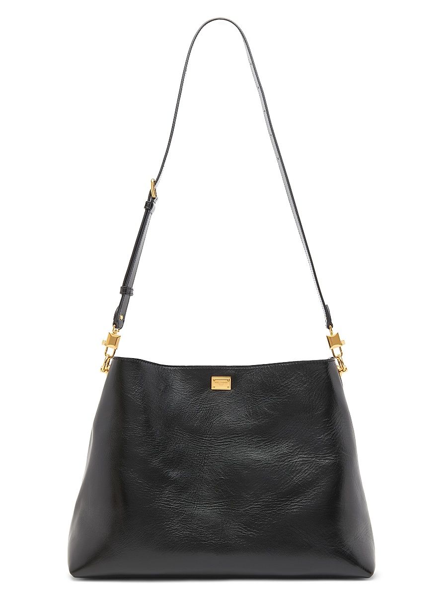 Women's Tumbled Leather Shoulder Bag - Nero