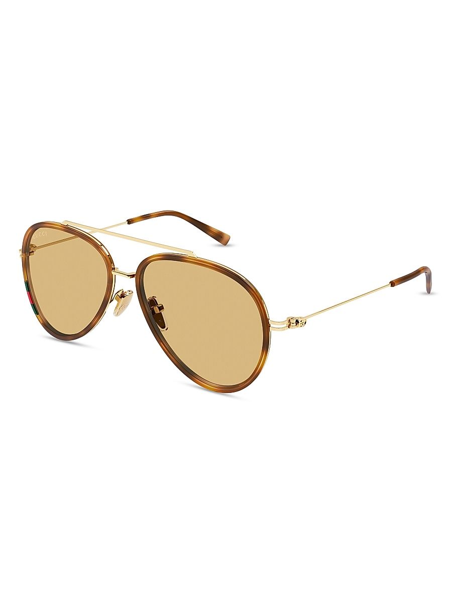 Women's GG Tiny 56MM Aviator Sunglasses - Havana