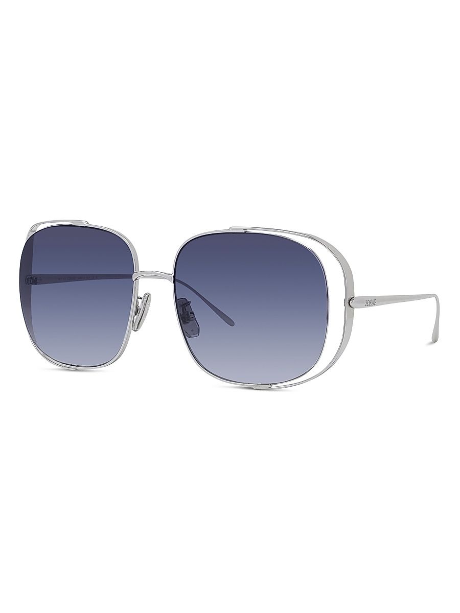 Women's Signature 57MM Rectangular Sunglasses - Gradient Blue Silver