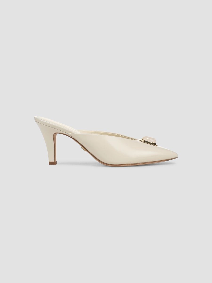 Veronica Beard Women's Rochelle Cabochon 75MM Leather Mules - Limestone - Size 12