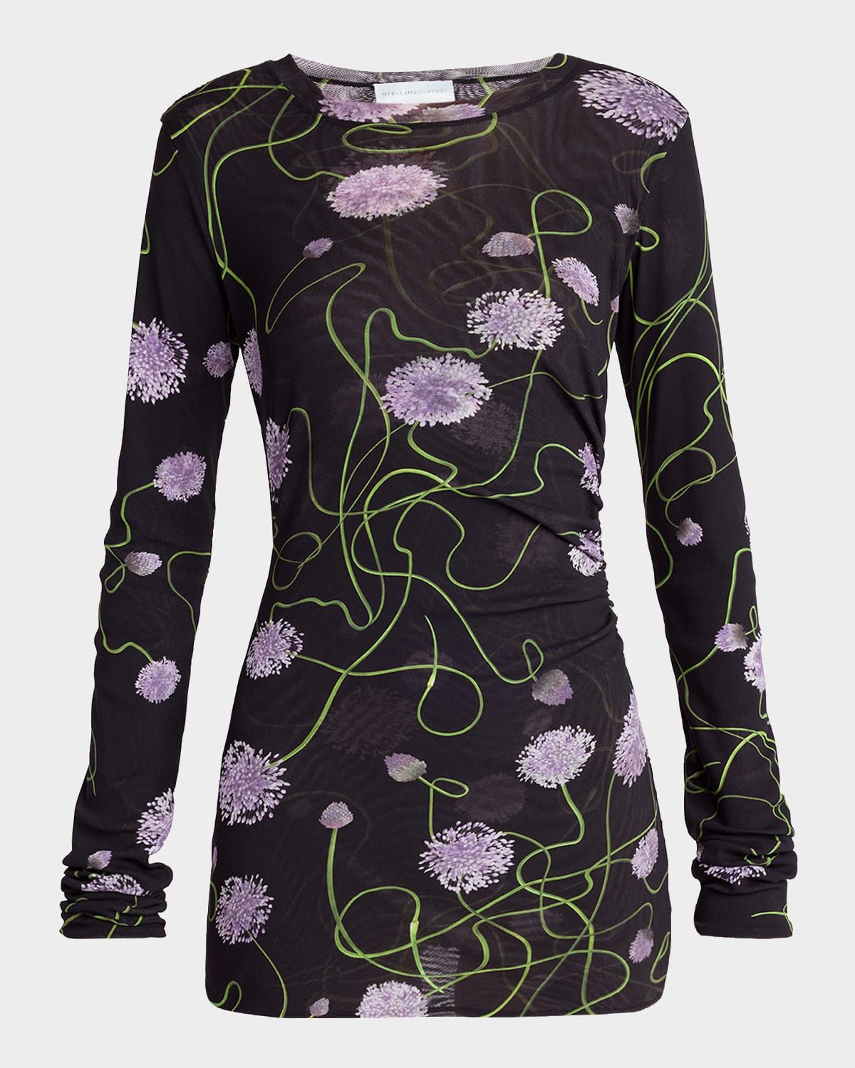 Twisted Allium Layered Mesh Long-Sleeve Top