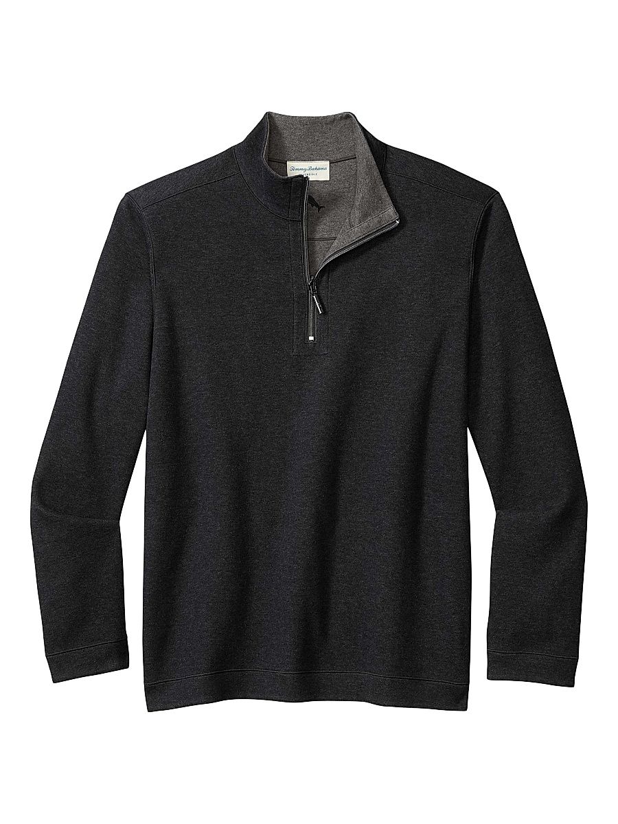 Men's Flipview Quarter-Zip Sweater - Black Heather - Size Large