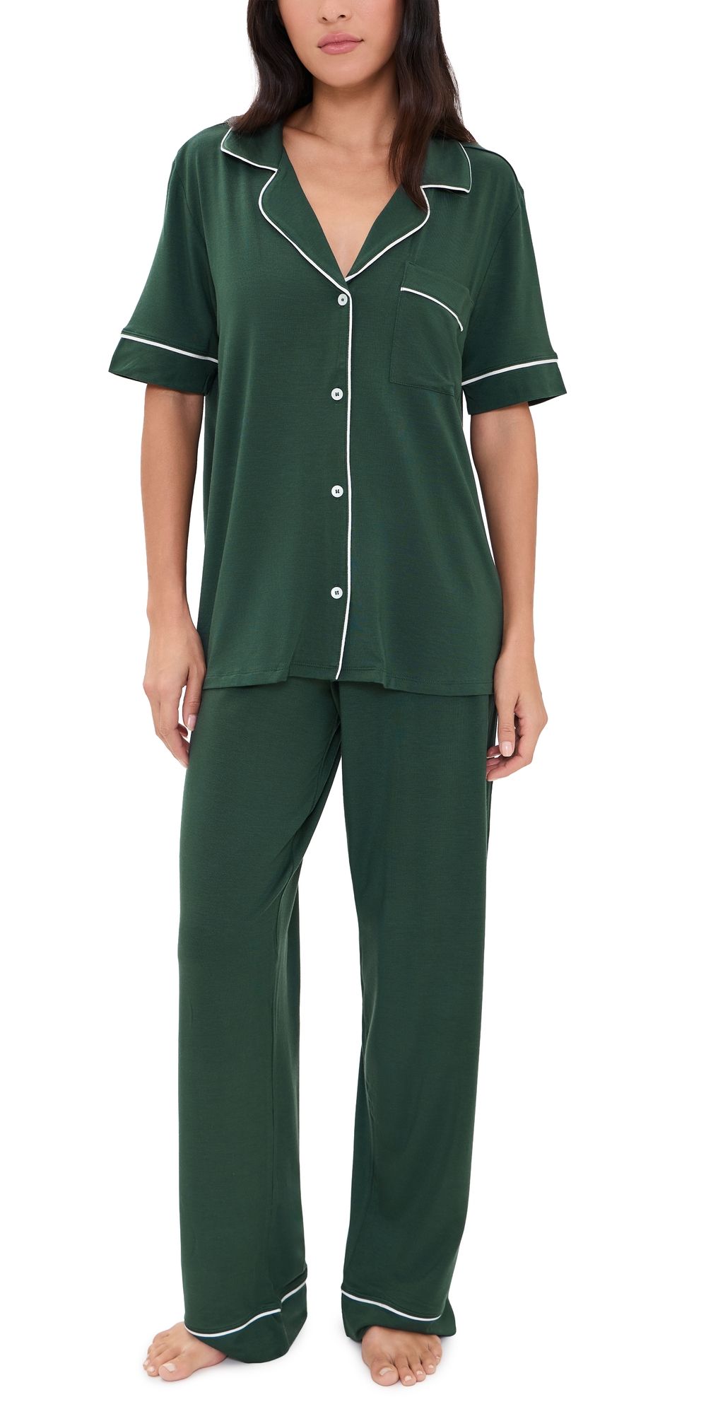 Eberjey Gisele Pajama Set Pine/Ivory L