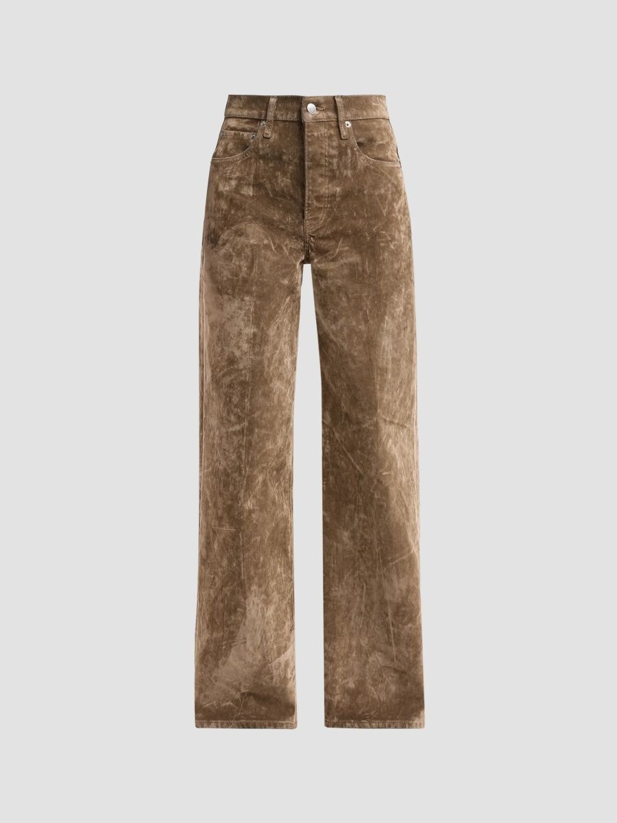 Re/done Women's Flocked High-Rise Wide-Leg Jeans - Beige Flock - Size 32