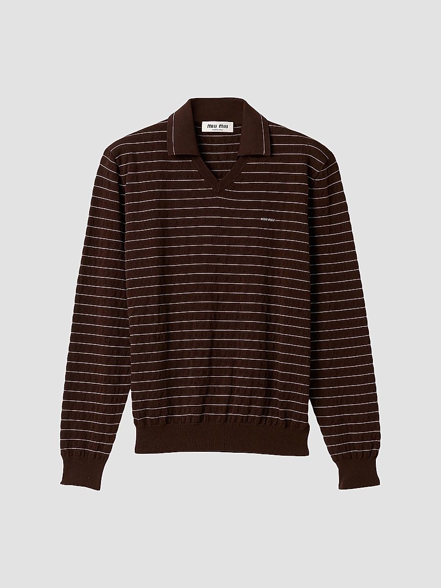 Miu Miu Women's V-Neck Cotton Sweater - Brown - Size 4