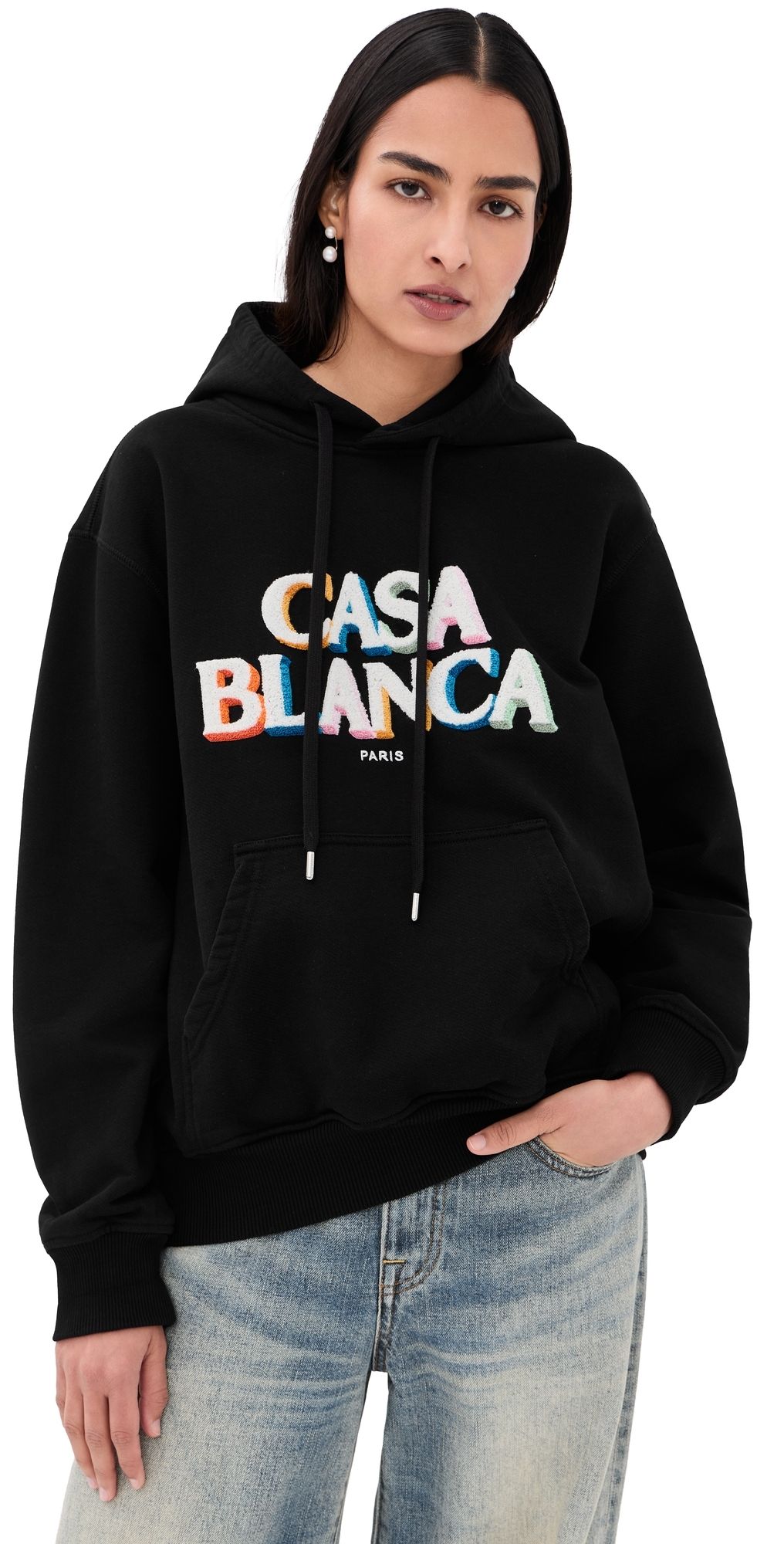 Casablanca Boucle Embroidered Hoodie Black M