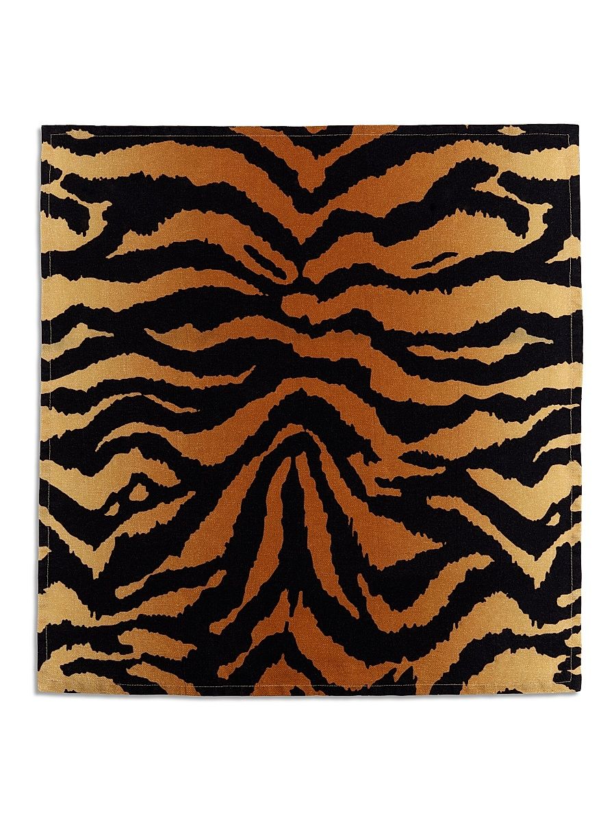 4-Piece Tiger-Print Linen Sateen Napkin Set