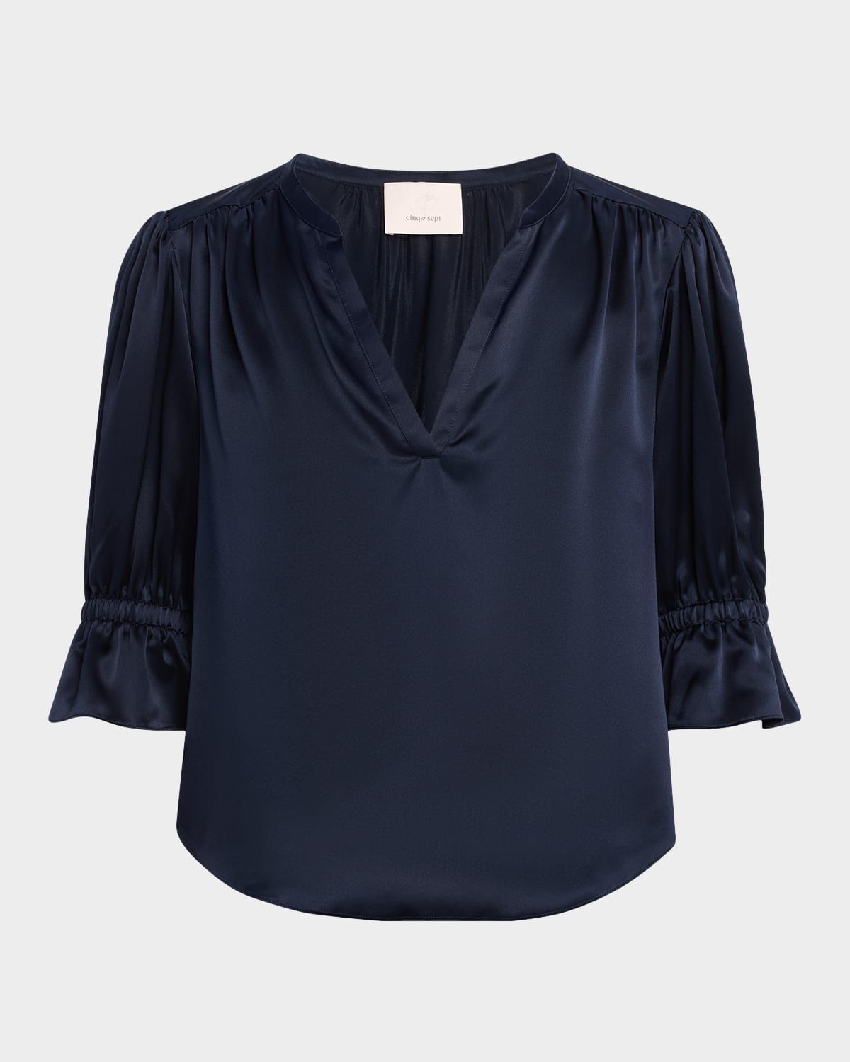 Fiona Silk Split-Neck Top
