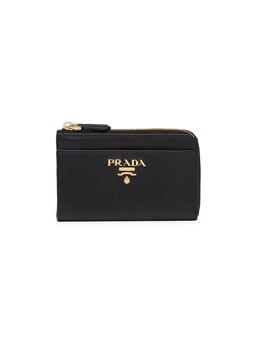 Women's Saffiano Leather CardCase Keychain - Black