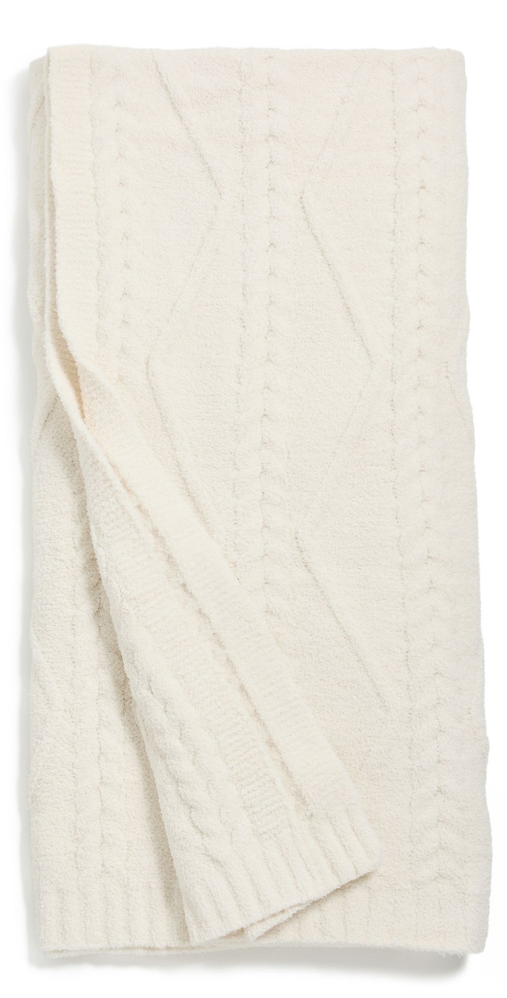 Barefoot Dreams CozyChic Fisherman Cable Throw Blanket Cream One Size