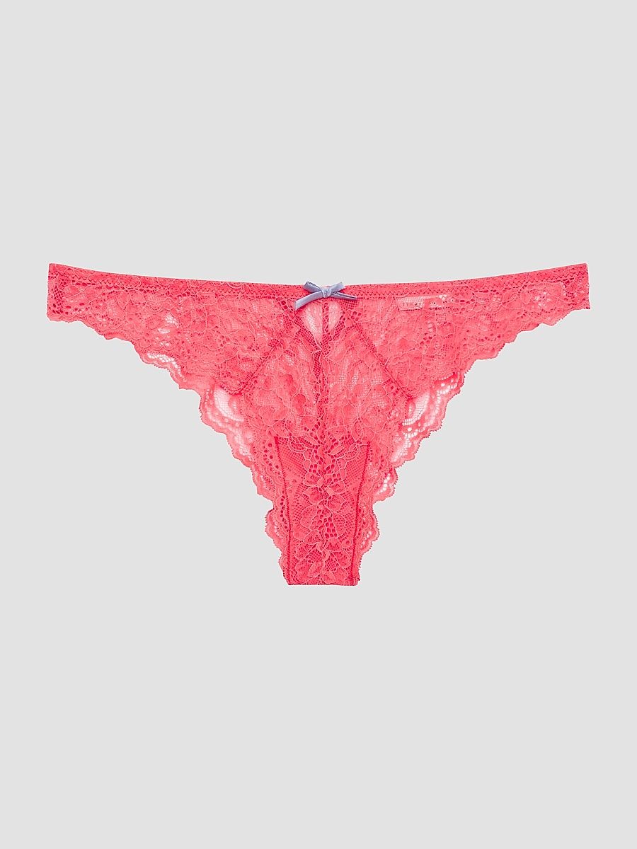 Women's Bianca Lace Cheeky Briefs - Neon Coral - Size XL