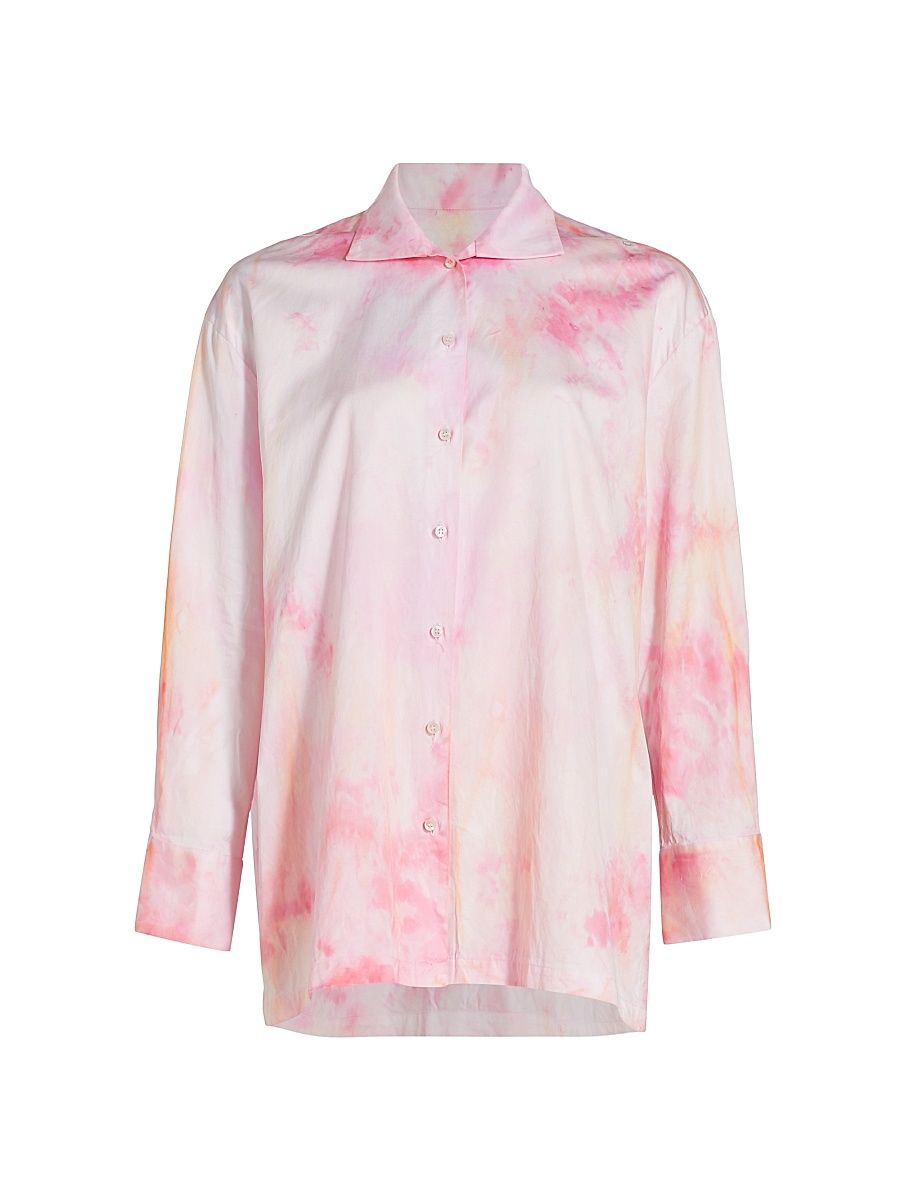 Women's Tie-Dye Oversized Shirt - Pink Galaxy Print - Size 10
