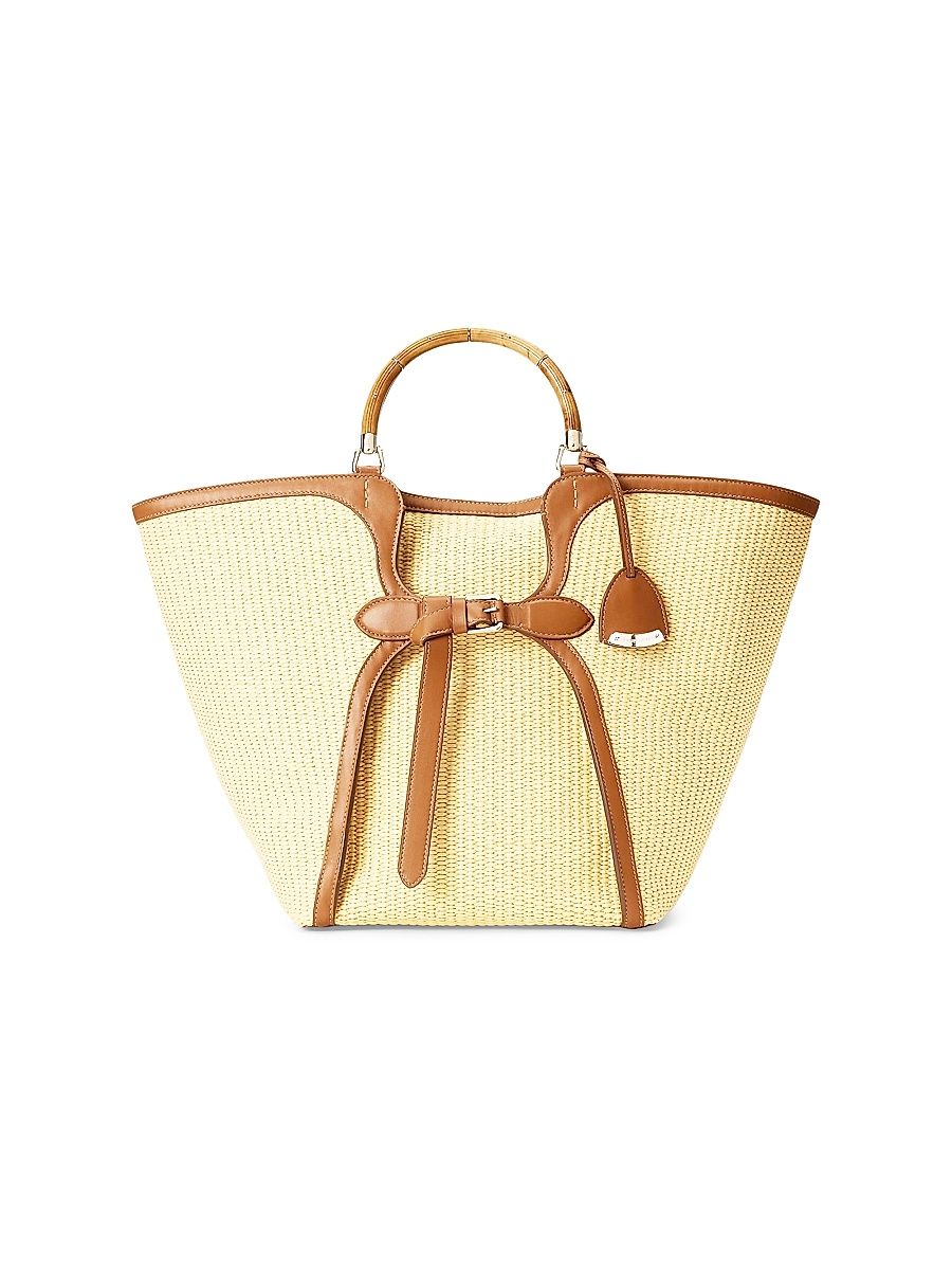 Women's Large The Ralph Braided Raffia Tote Bag - Beige Gold