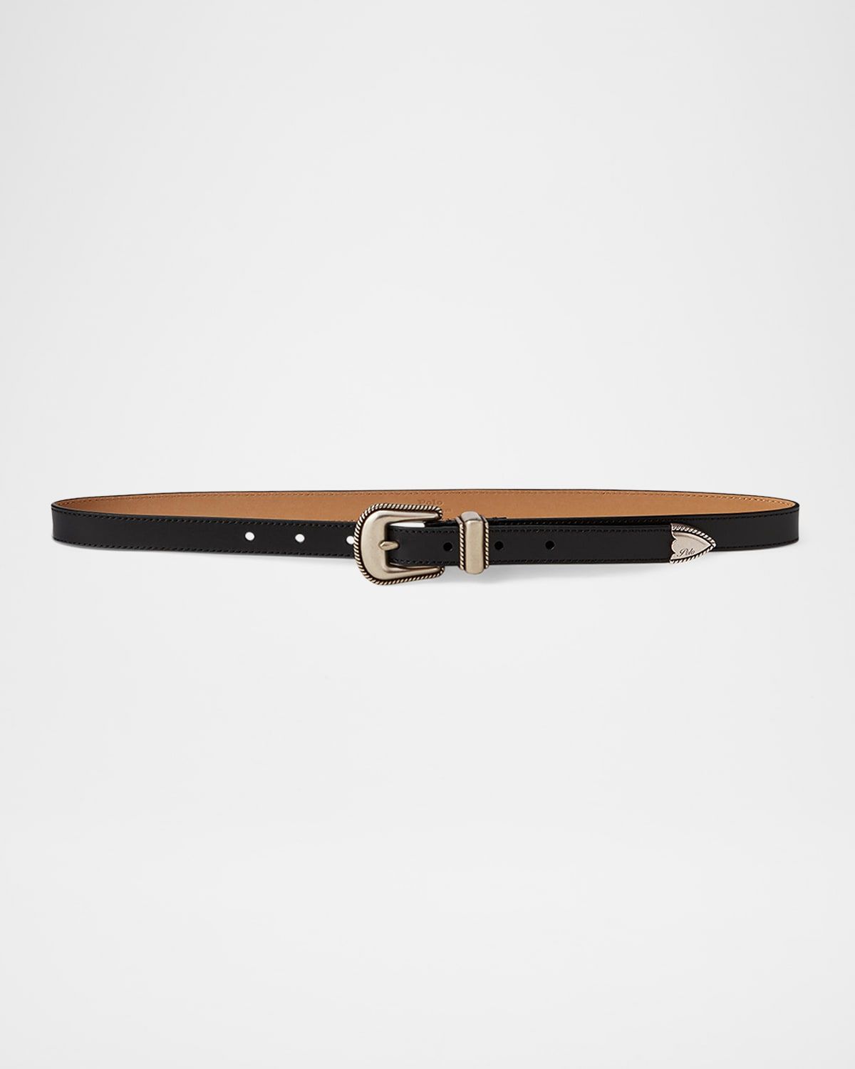 Grain Vachetta Leather Skinny Belt