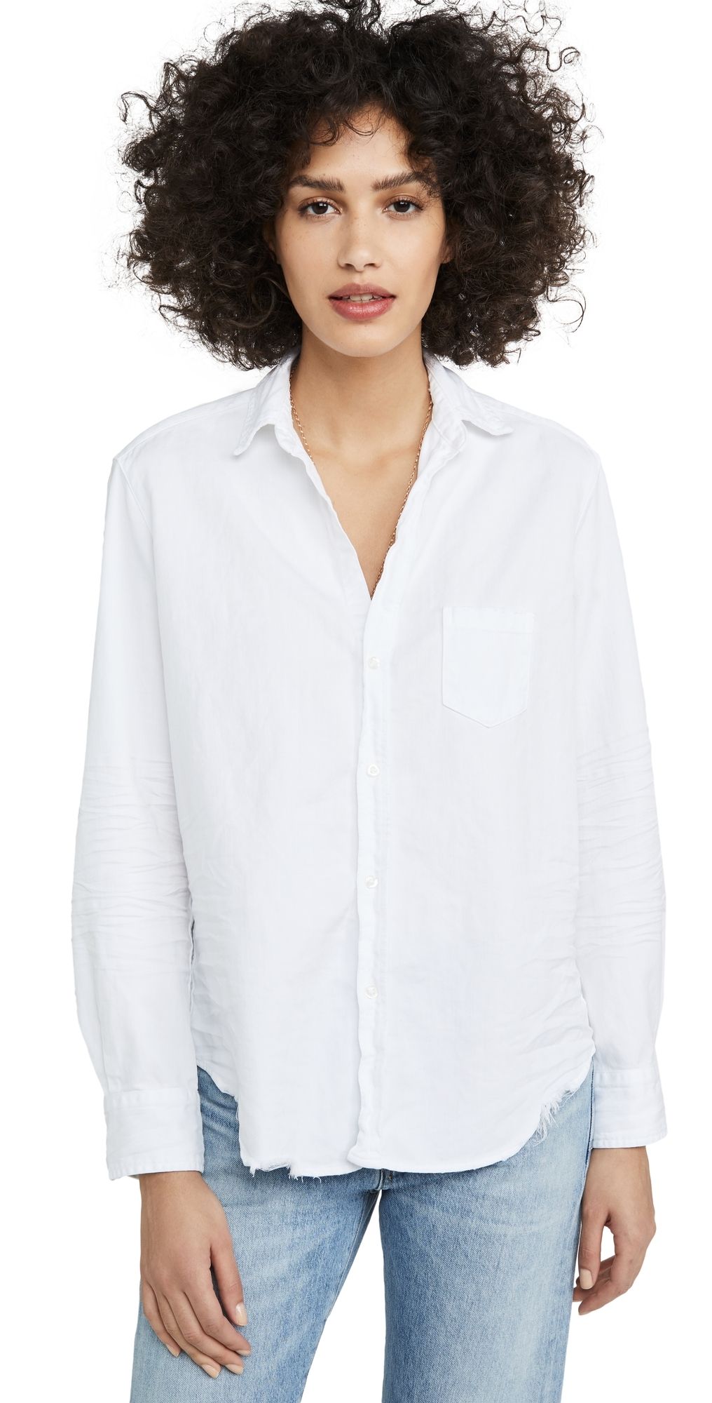 Frank & Eileen Eileen Tattered Denim Shirt White XXS