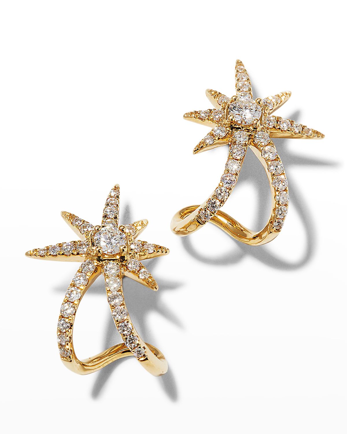 Yellow Starburst Diamond Ear Cuffs
