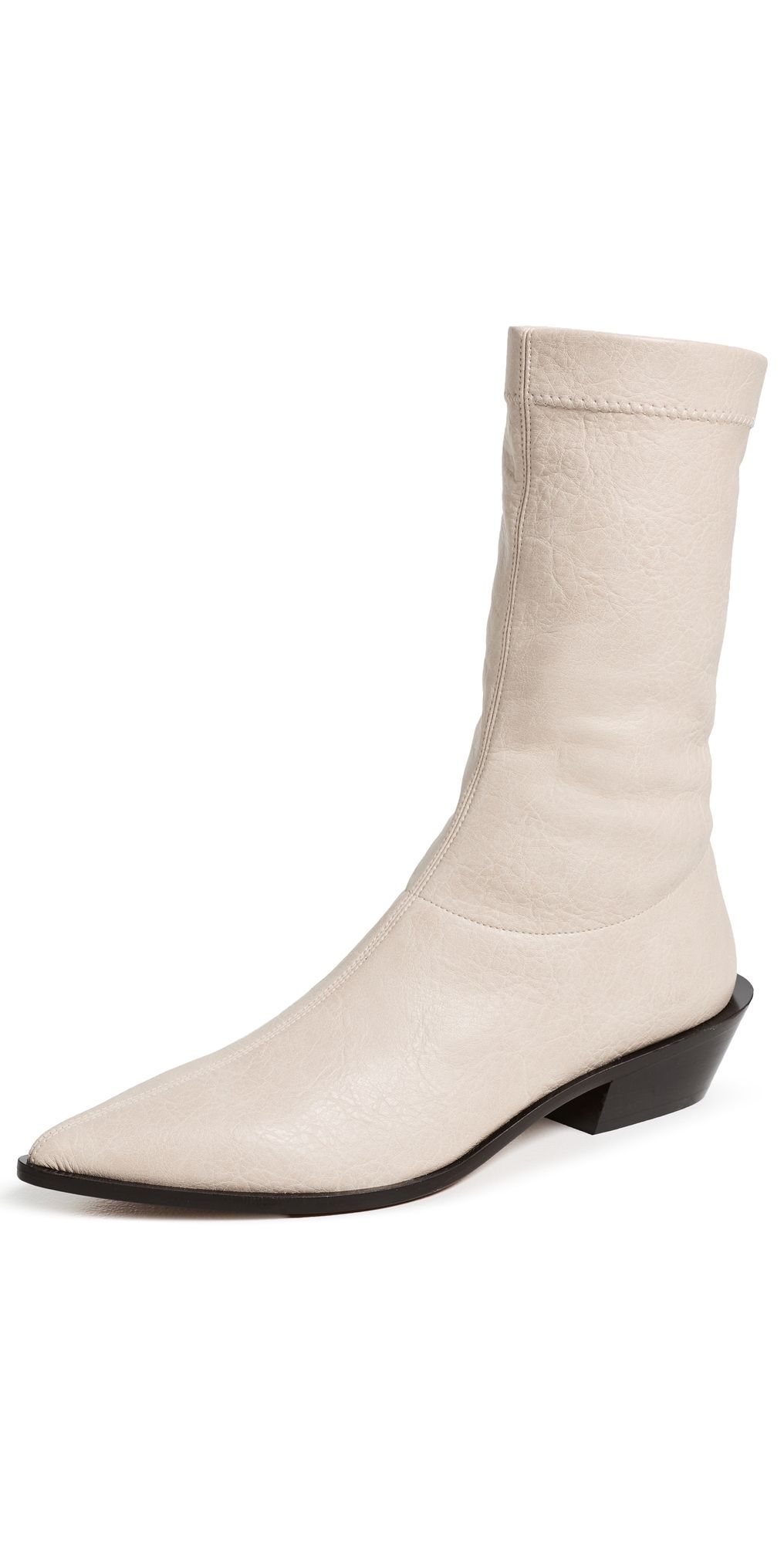 Tibi Leo Faux Leather Boots Natural 36