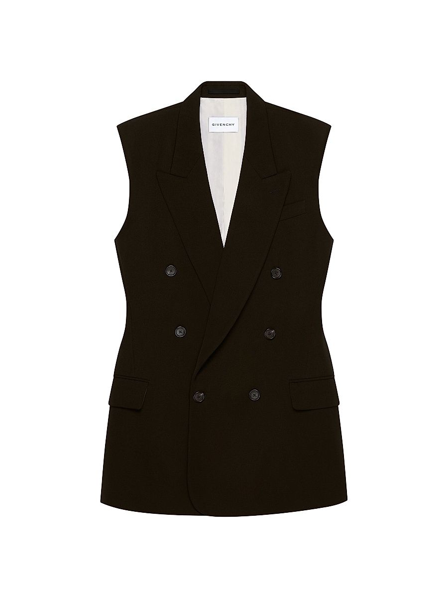 Men's Sleeveless Jacket in Wool - Black - Size 38