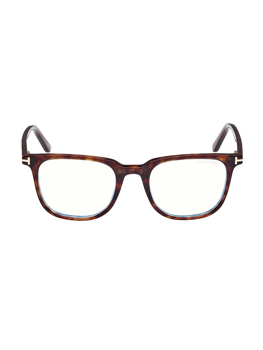 Women's 50MM Square Clip-On Glasses - Classic Havana Blue
