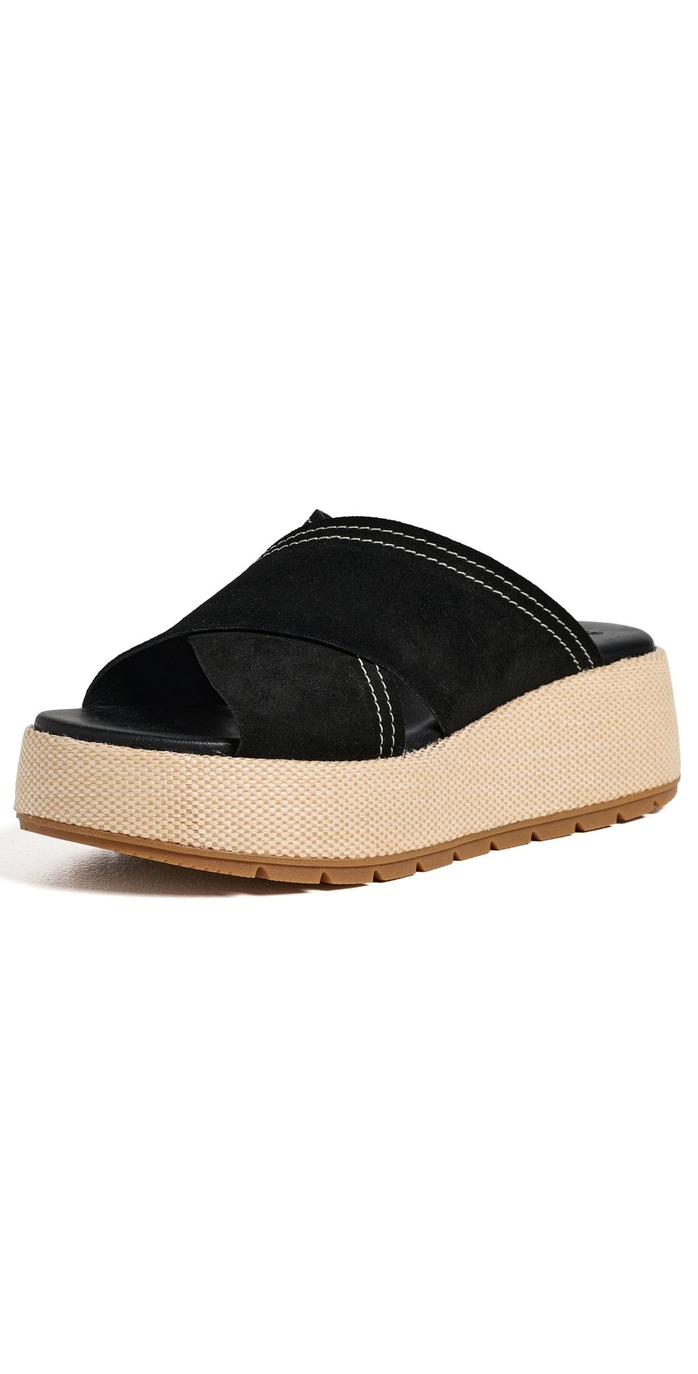 Sorel Sunpeak Platform Slide Sandals Black/Gum 2 8
