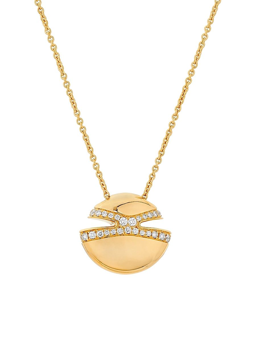 Women's Cabochon 18K Yellow Gold & 0.55 TCW Diamond Pendant Necklace - Yellow Gold