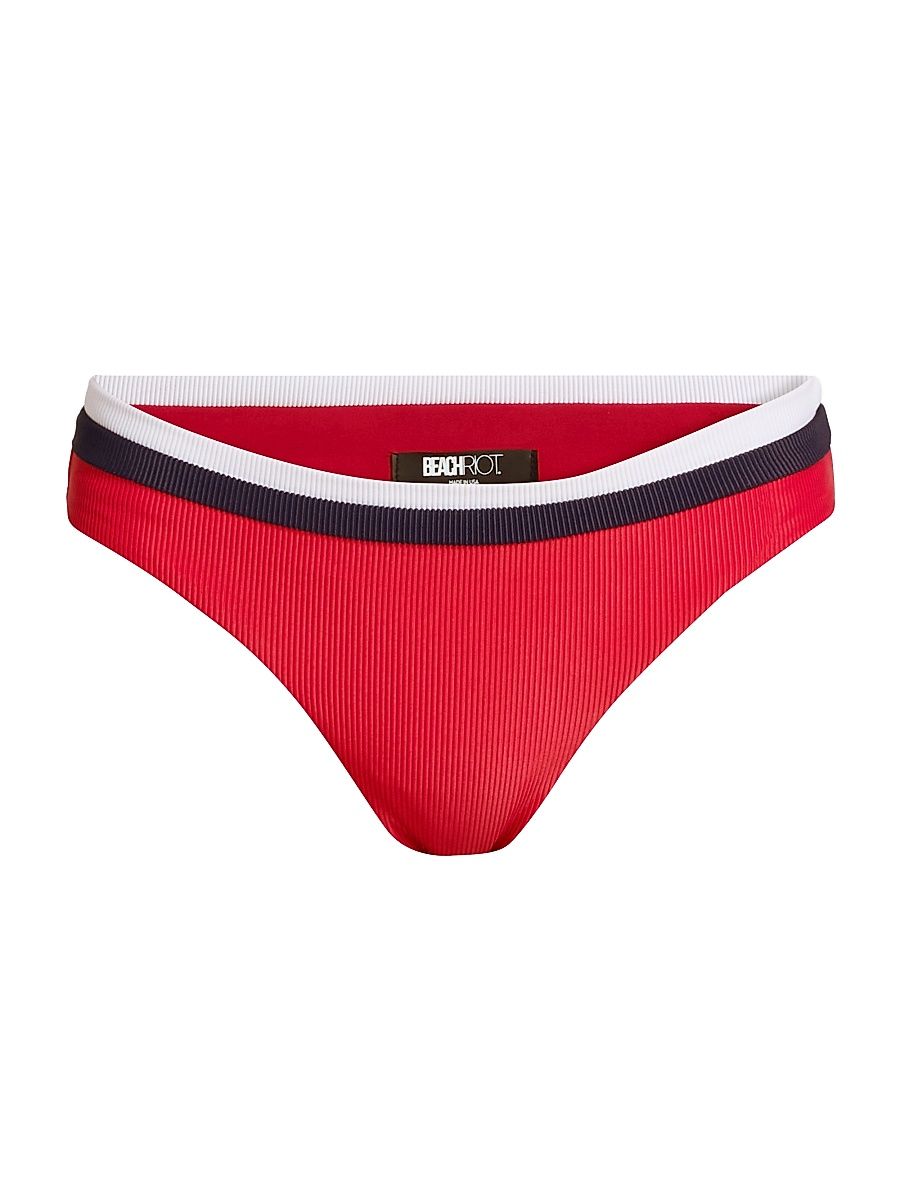 Women's Saffron Colorblocked Bikini Bottom - Crimson Firework - Size XS