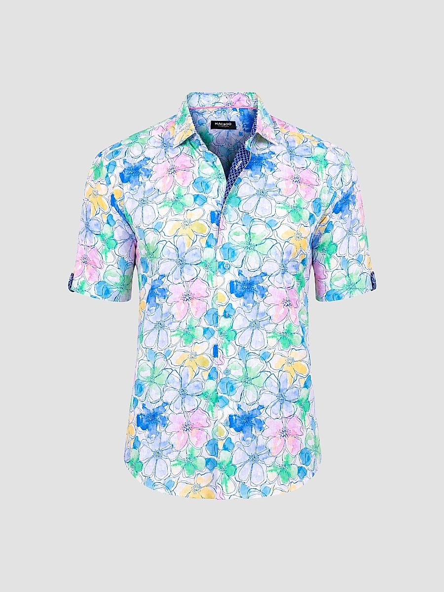 Men's Galileo Short Sleeve Shirt - White Multi - Size Medium