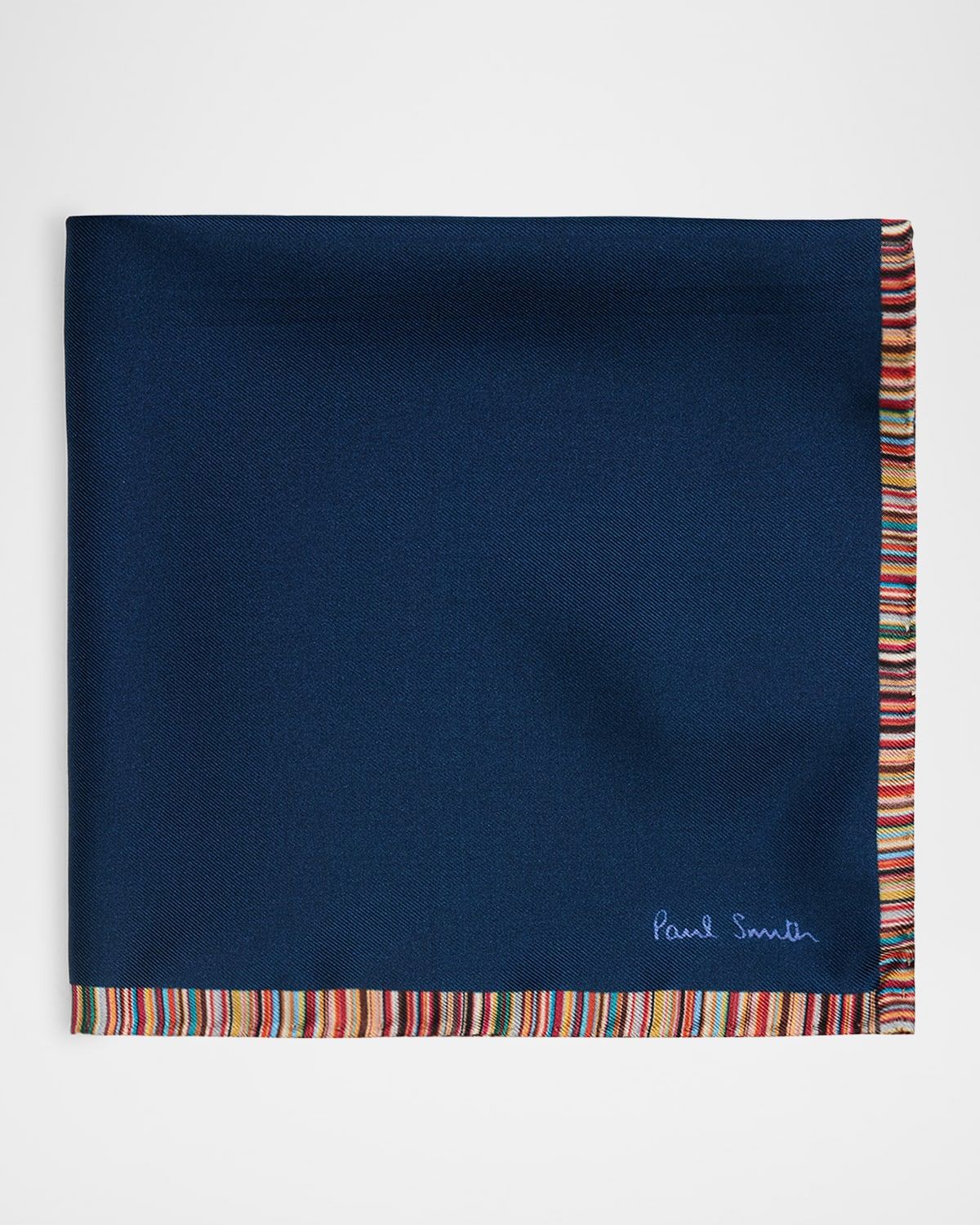 Men & apos;s Signature Stripe Trim Silk Pocket Square
