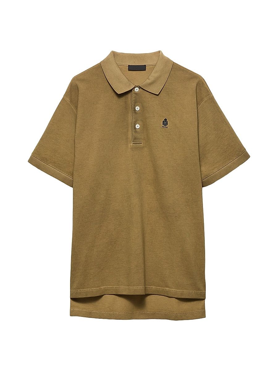 Men's Garment-Dyed Cotton Polo Shirt - Brown - Size XS