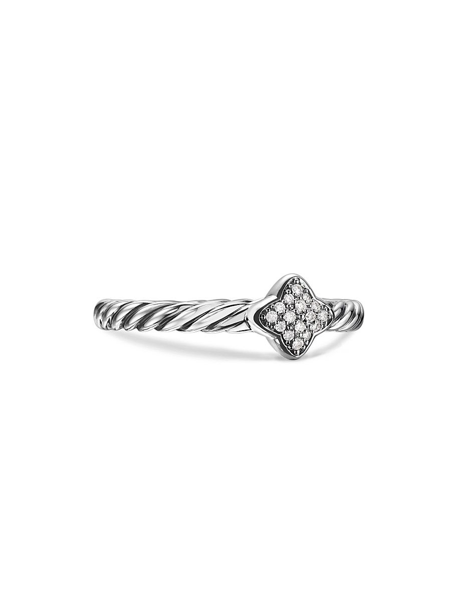 Women's Cable Collectibles Quatrefoil Stack Ring in Sterling Silver - Sterling Silver - Size 8