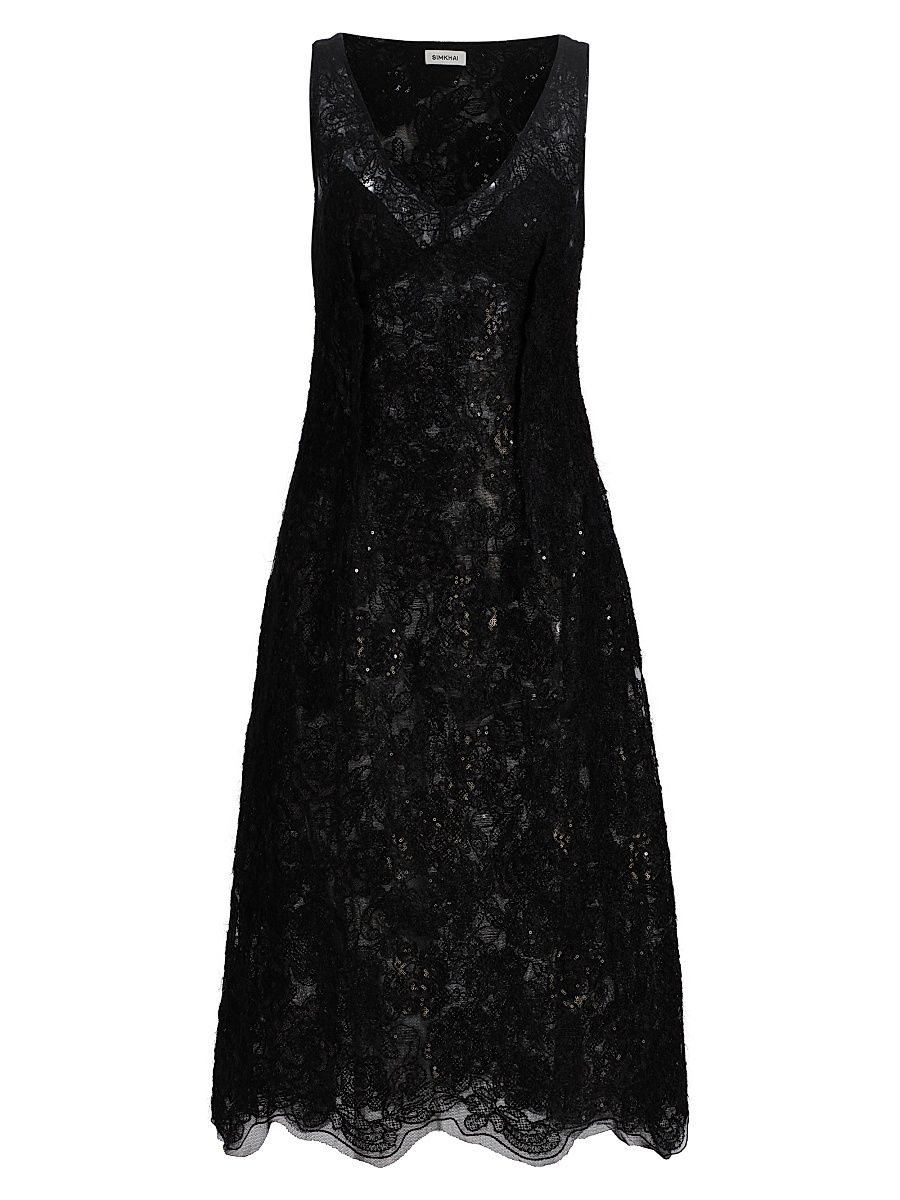Women's Delphine Embellished Lace Cocktail Dress - Black - Size 4