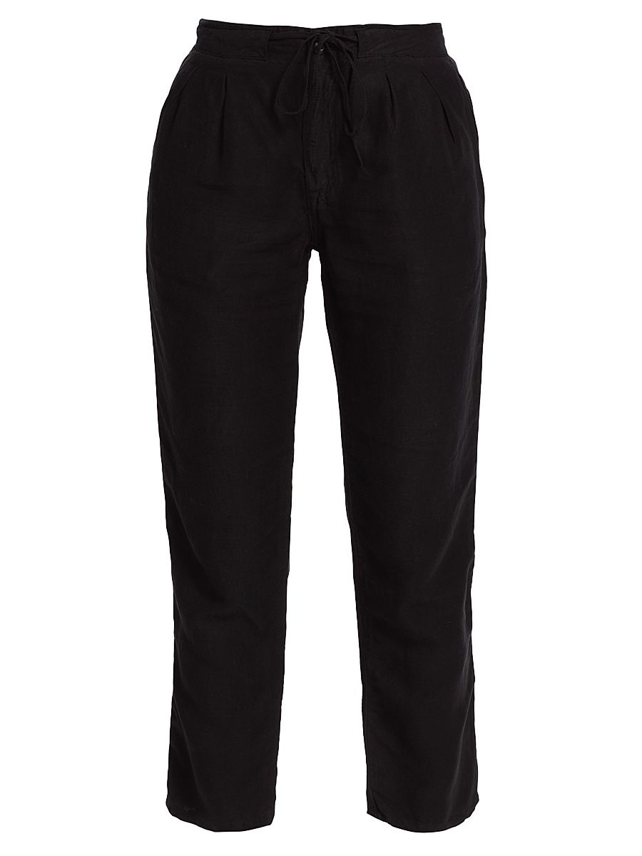 Women's Viola Pleated Ankle-Crop Pants - Black - Size 28