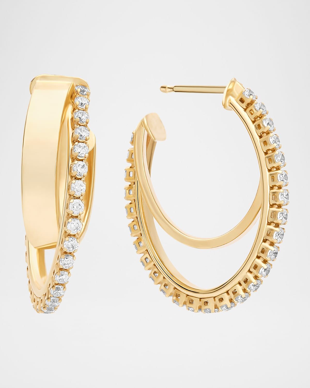 Vanity Diamond Crossover Hollow Hoop Earrings