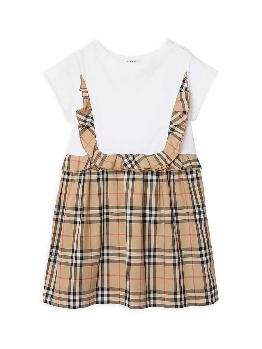 Baby Girl's, Little Girl's & Girl's Rhonda Frill Check Trim Dress - White - Size 6 Months