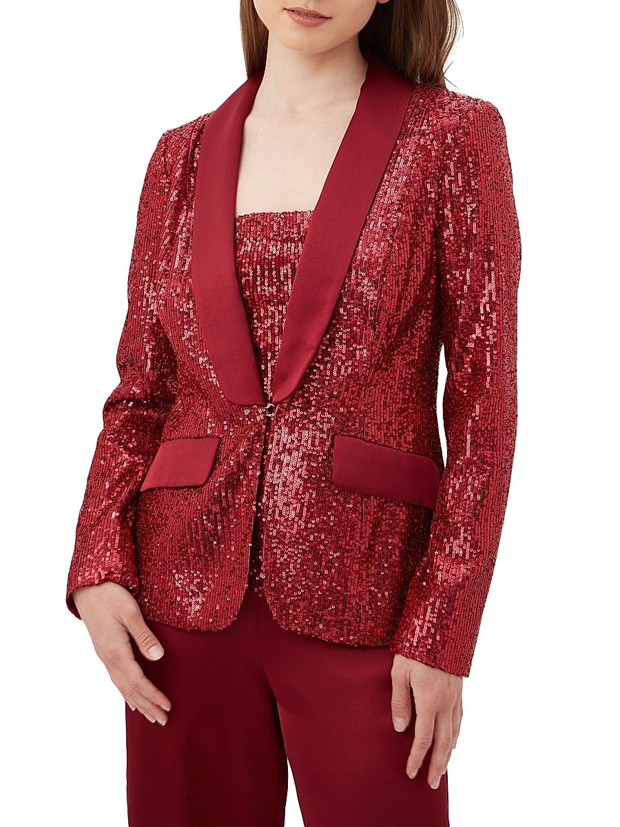 Women's Ai Sequined Blazer - Ruqa Red - Size 4