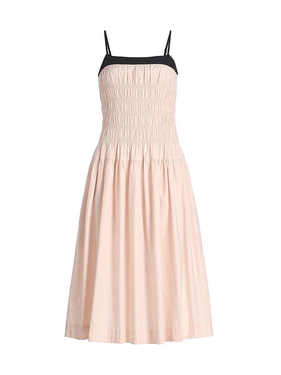 Women's Rossella Smocked Cotton Midi-Dress - Powder - Size XS