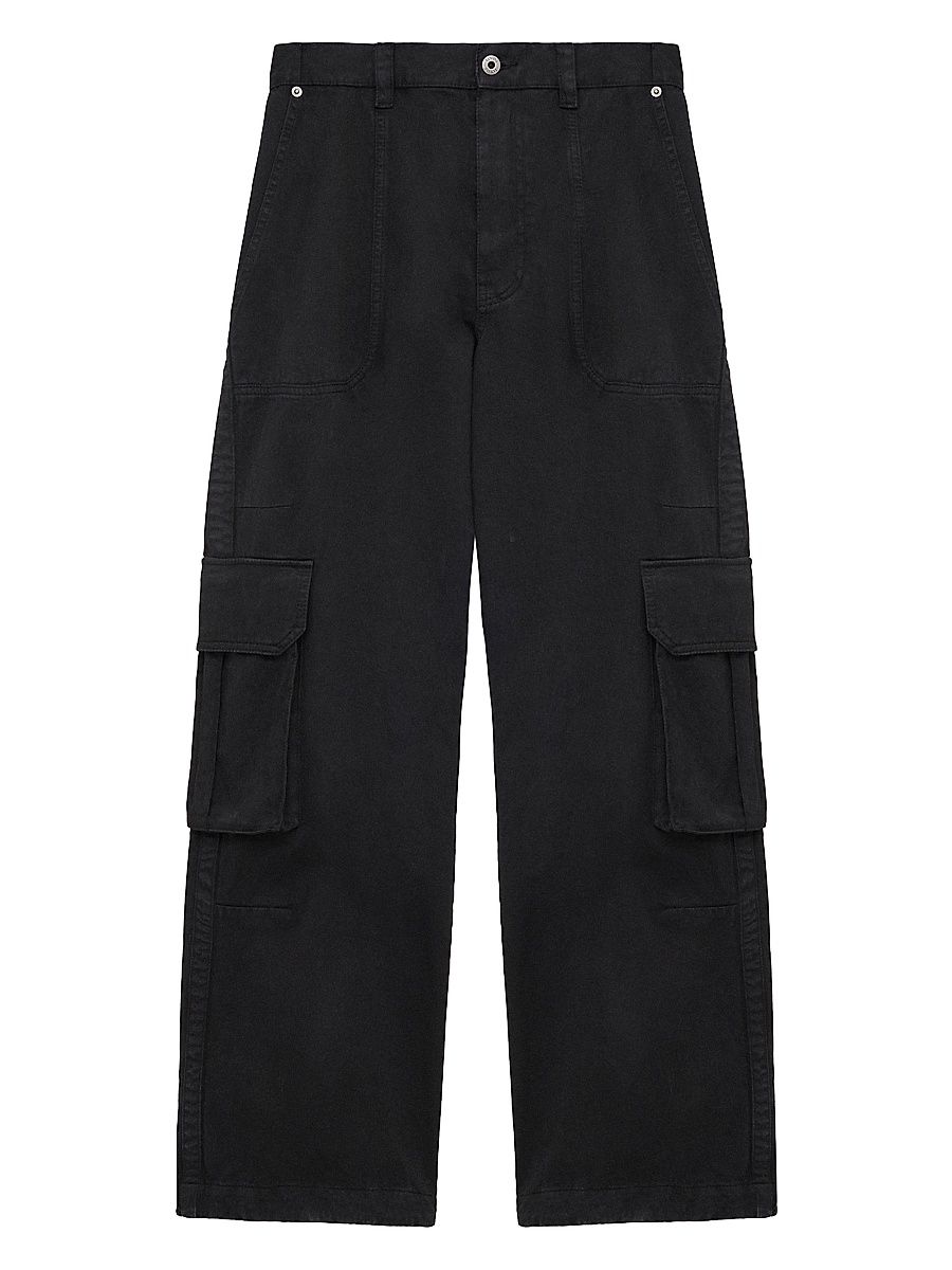 Men's Cotton Cargo Trousers - Black - Size 38