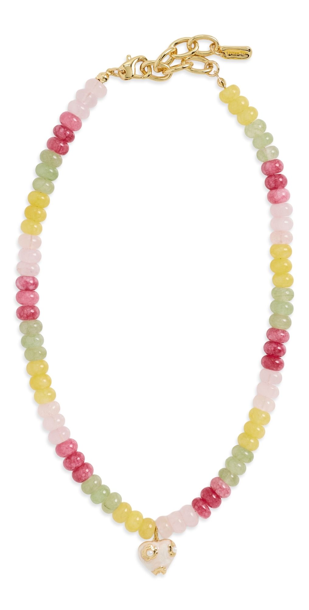 Logan Tay Pastel Beaded Heart Necklace Multi-Color One Size