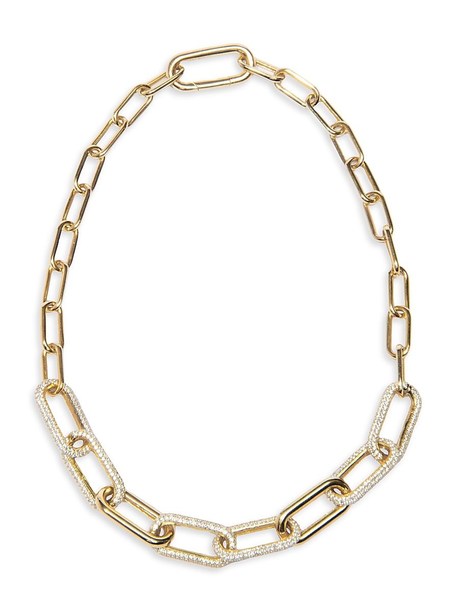 Women's The Collection Link 14K-Gold Vermeil & Crystal Collar Necklace - Gold