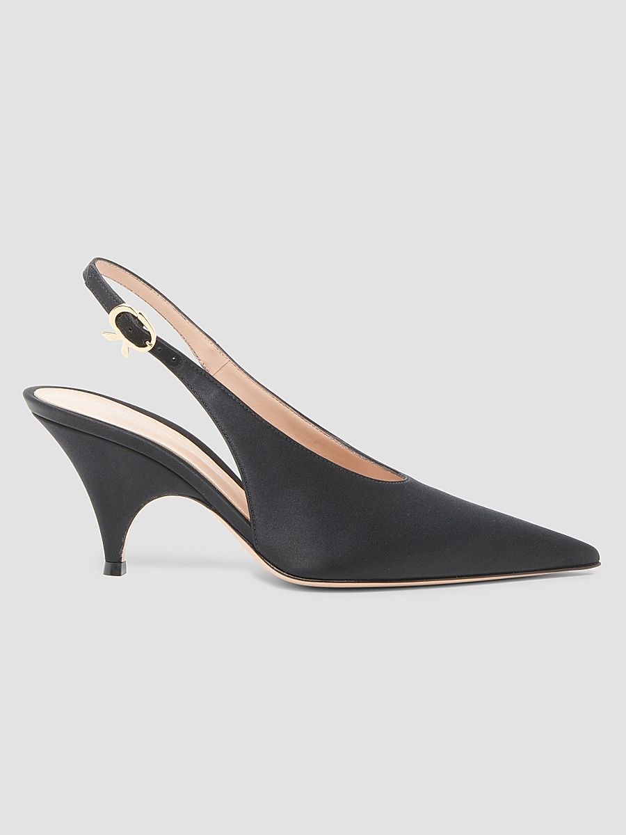 Women's Sofia 70MM Crepe Satin Slingback Pumps - Black - Size 5