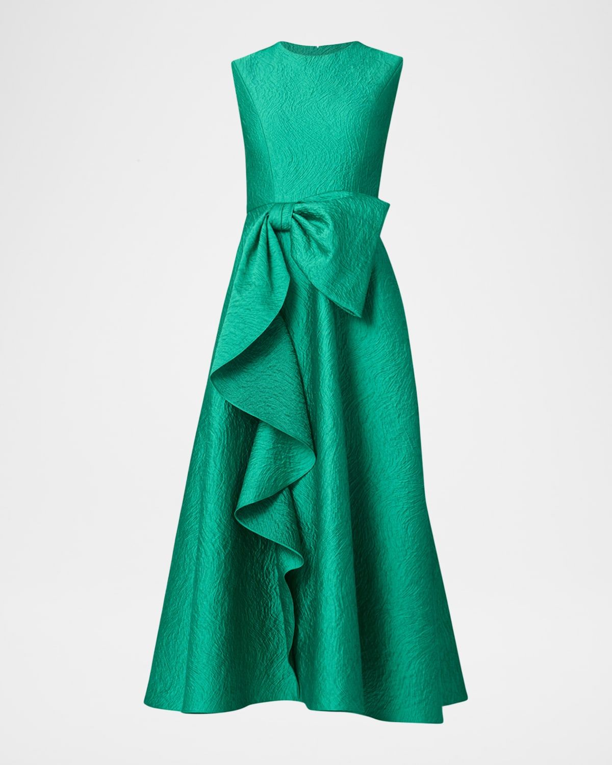 Laura Sleeveless Bow Draped Jacquard Midi Dress