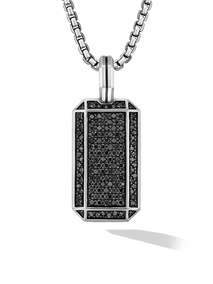Men's Deco Tag in Sterling Silver - Black Diamond