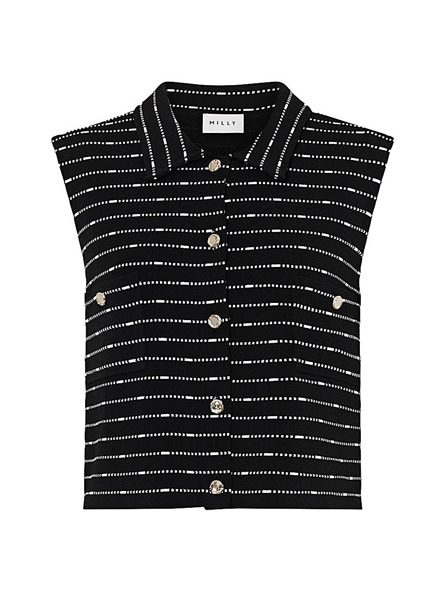 Women's Lainey Striped Knit Top - Black White - Size XL