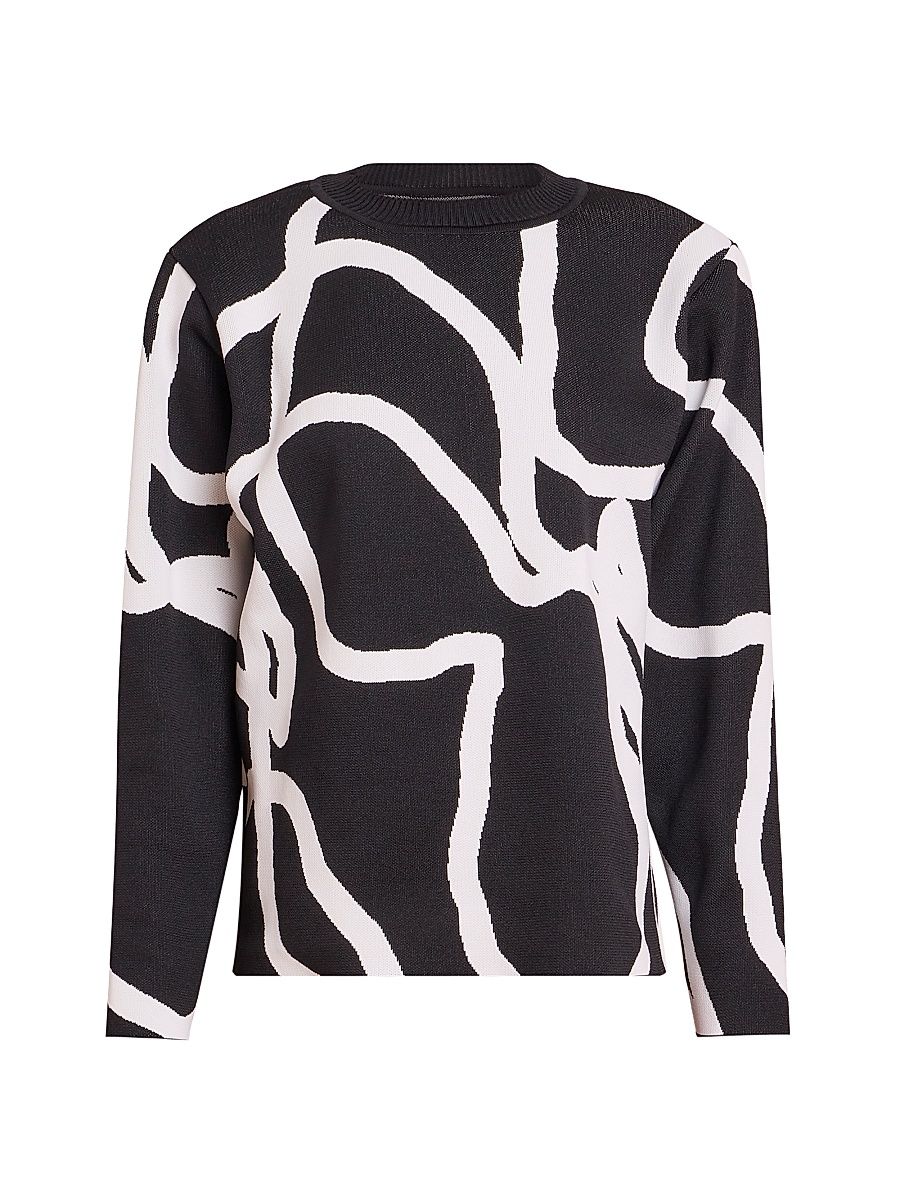Women's Pause Abstract Knit Sweater - Black