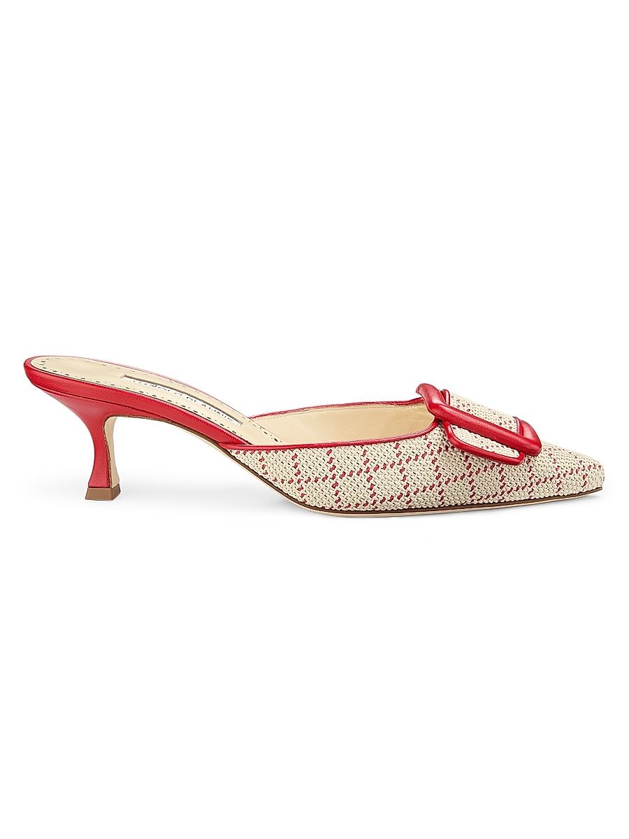Women's Maysalebi 50MM Buckled Mules - Red White - Size 8