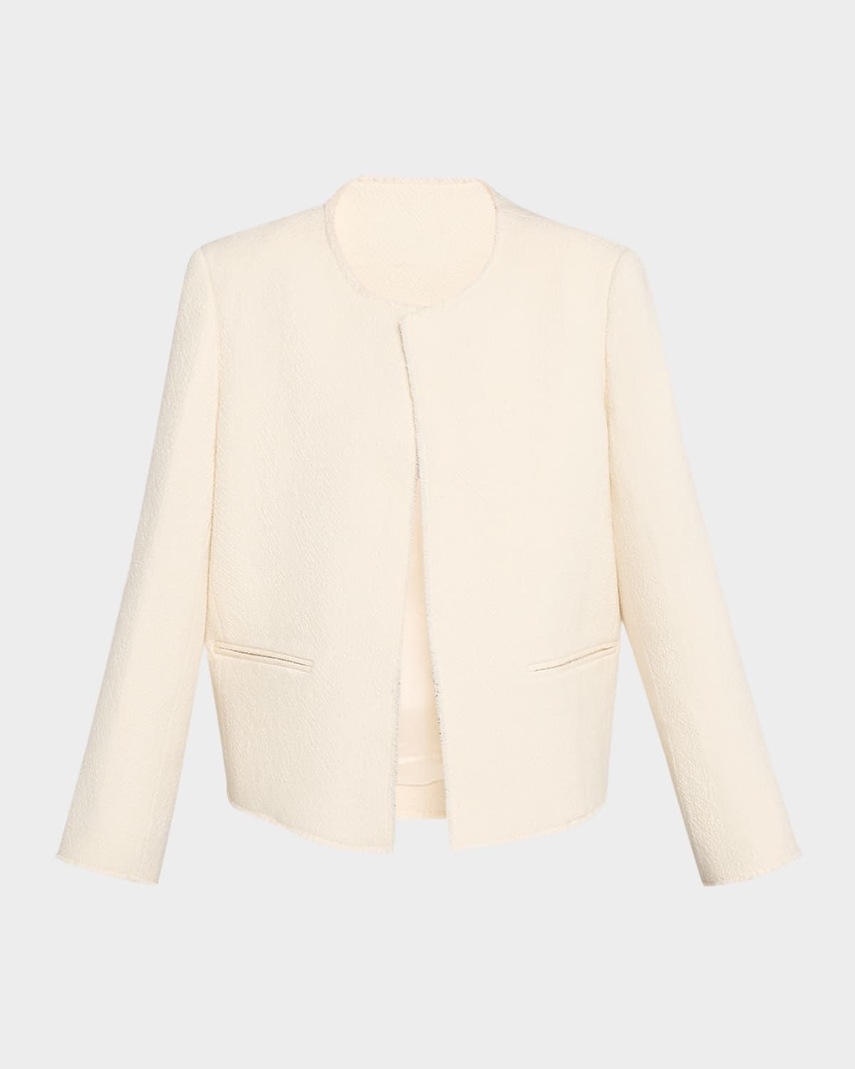 Open-Front Bouclé Blazer Jacket