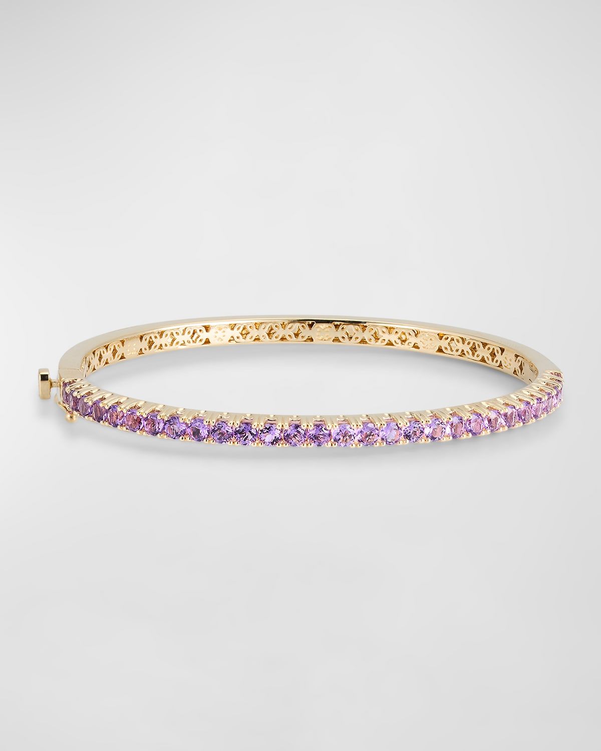 14K Gold Pave Amethyst Bangle Bracelet