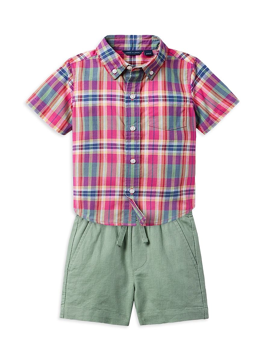 Little Boy's & Boy's Madras Shirt & Shorts Set - Size 12
