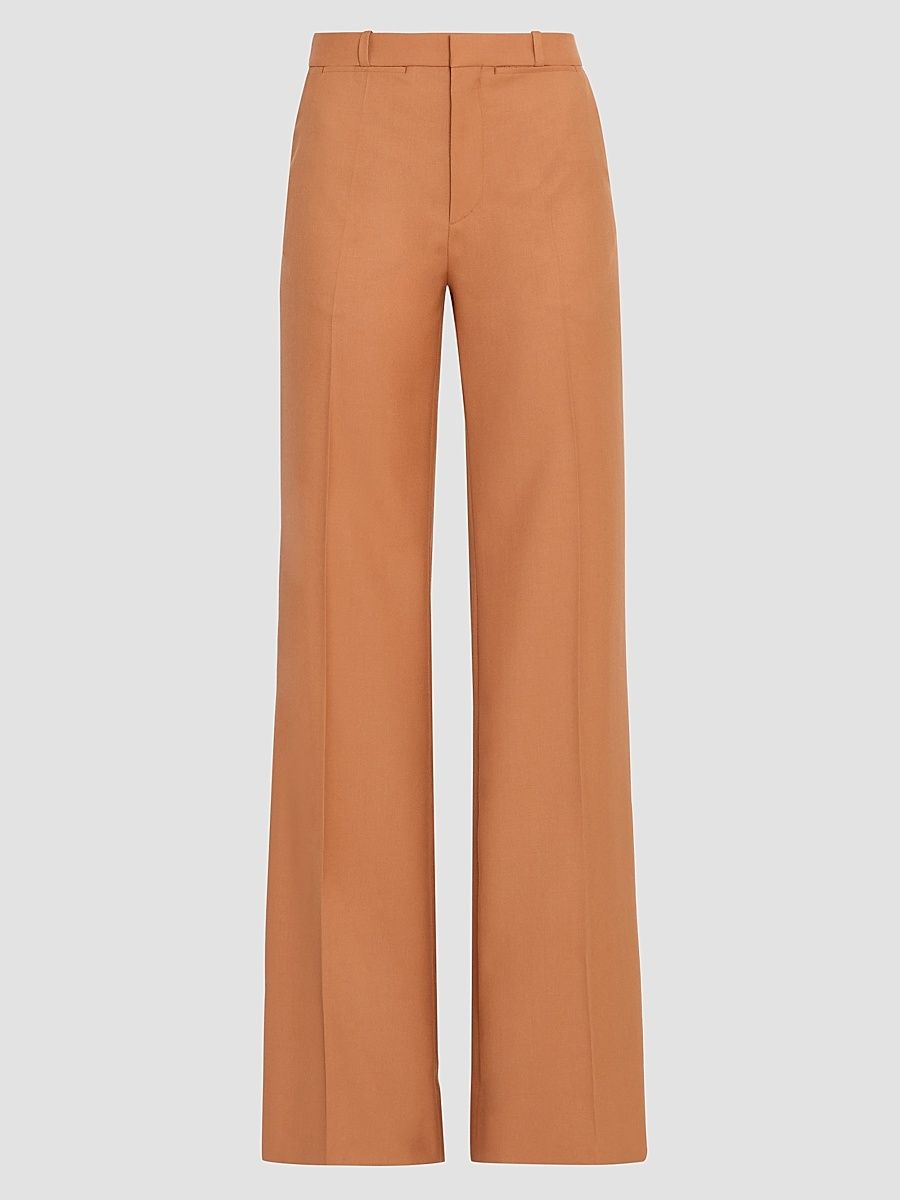 Women's Wool Wide-Leg Trousers - Tannish Red - Size 2