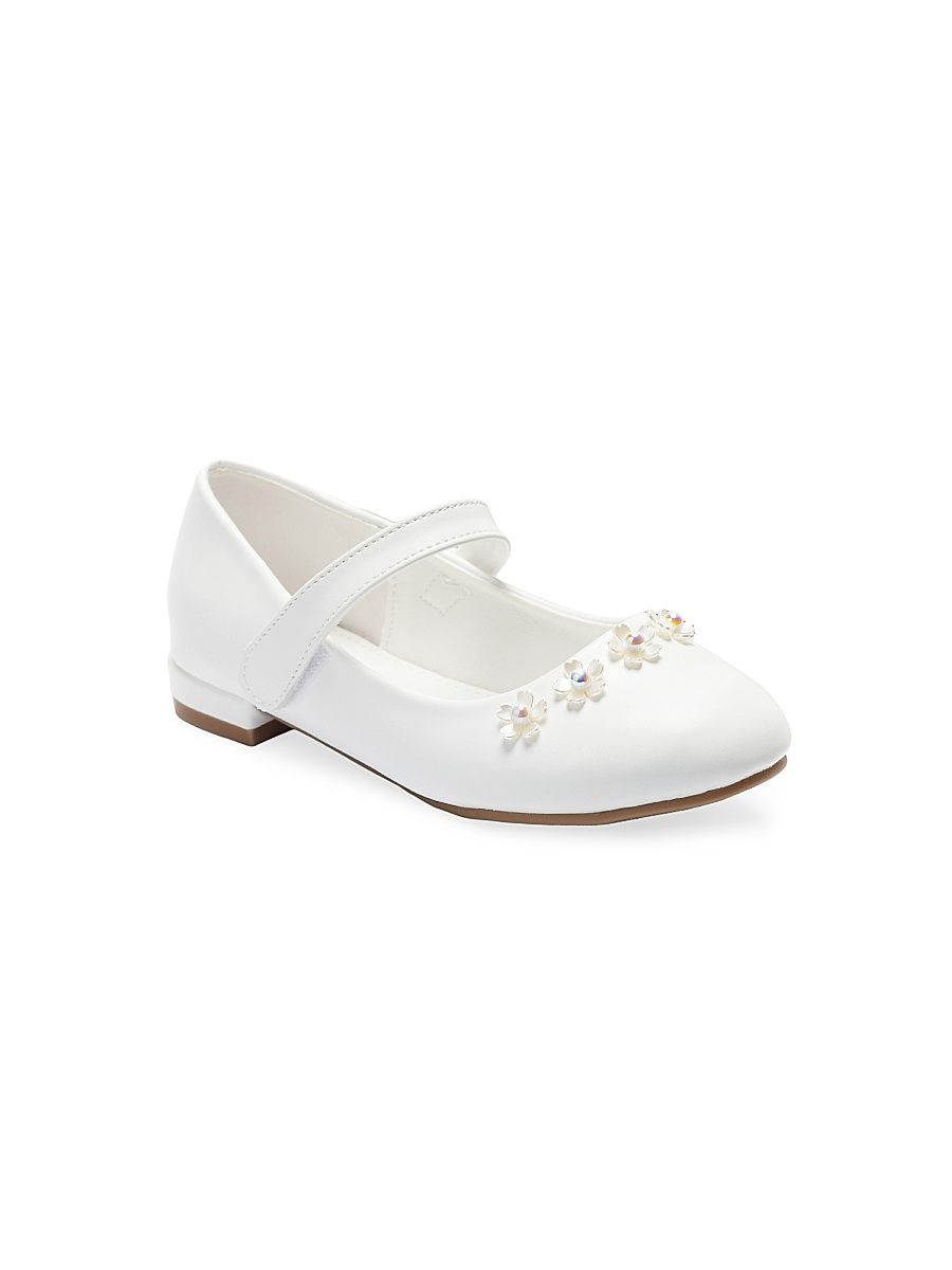 Little Girl's & Girl's Flower Flats - White - Size 5 (Child)